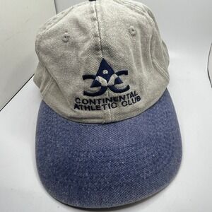 Continental Athletic‎ Club Adjustable Strapback Hat Gray Blue Logo Dad Cap VTG